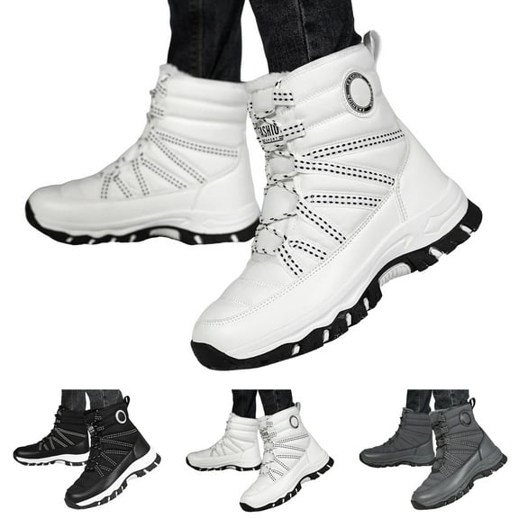 Pandaie Women's Winter Snow Boots Waterproof Furry Lined Mid Calf Ankle Booties Anti Slip Outdoor Shoes for Walking Hiking Black 6.5