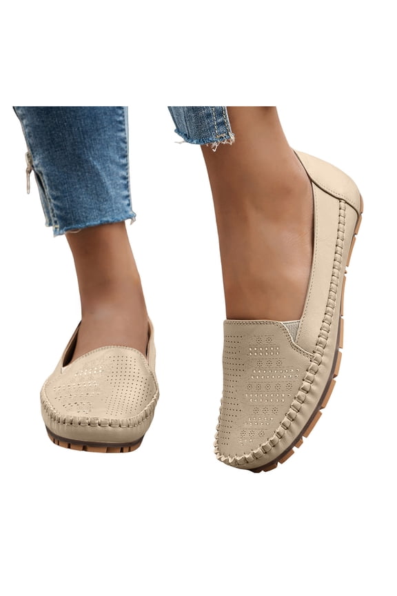 Womens Ballet Flats Shoes Closed Square Toe Slip on Walking Driving Loafers Leather Business Work Dressy Flat Casual Shoes White Size 10