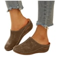 thumbnail image 1 of Pandaie Clogs for Women Suede Mules Shoes Confortable Dressy Closed Toe Sandals Orthopedic Wedge Backless Arch Support Slip on Slides Khaki Size 9, 1 of 7