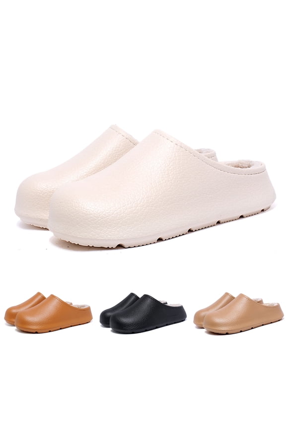 Womens Lined Clogs Winter Fleece Mules Slip on Work Garden Shoes Warm Walking House Home Slippers Indoor Outdoor Black 9.5