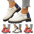 thumbnail image 1 of Pandaie Womens Loafers Chunky Platform Casual Slip on Boat Shoes Lightweight Office Business Work Dress Oxfords for Walking Driving Blue 6.5, 1 of 8