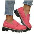 thumbnail image 1 of Pandaie Womens Loafers Lug Sole Platform Chunky Slip on Work Shoes Business Office Casual Dress Oxfords Red 8, 1 of 8