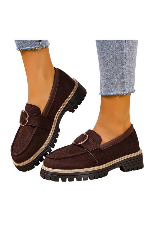 Womens Loafers Shoes Platform Chunky Penny Loafer Lug Sole Comfortable Office Business Slip on Work Dressy Shoes Coffee 8