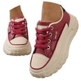 thumbnail image 1 of Pandaie Womens Platform Canvas Sneakers Fashion Lace up Low Top Chunky Sole Comfortable Casual Walking Shoes Non Slip Breathable Sneaker, 1 of 8