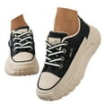 thumbnail image 1 of Pandaie Womens Platform Canvas Sneakers Fashion Lace up Low Top Chunky Sole Comfortable Casual Walking Shoes Non Slip Breathable Sneaker, 1 of 5