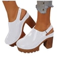 thumbnail image 1 of Pandaie Womens Platform Clogs Chunky High Heeled Mules Sandals Round Toe Slip on Slides Wide Width Comfortable Casual Pumps Shoes White Size 8.5, 1 of 9