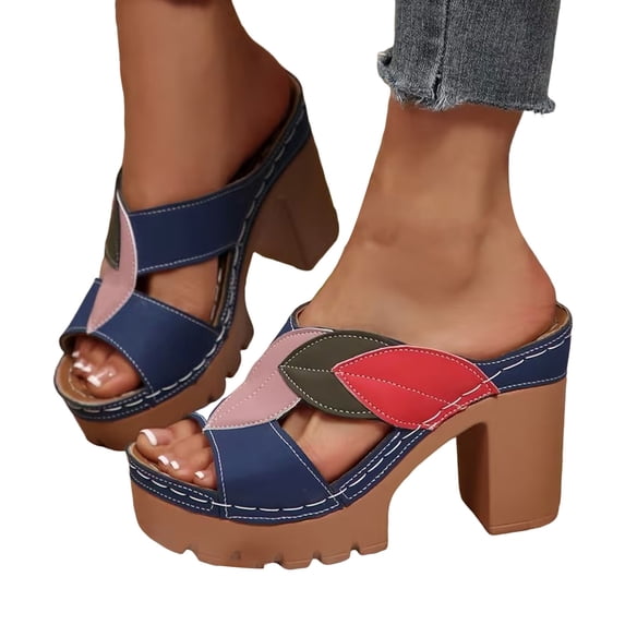 Pandaie Womens Platform Heeled Sandals Chunky High Heel Wedge Slides Pumps Hollow Orthopedic Summer Dressy Shoes Size 6-10