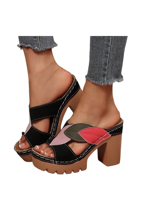 Womens Platform Heeled Sandals Chunky High Heel Wedge Slides Pumps Hollow Orthopedic Summer Dressy Shoes Size 6-10