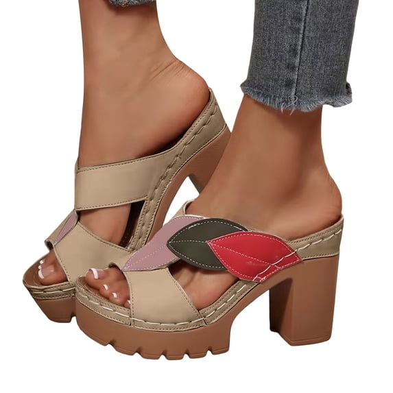 Pandaie Womens Platform Heeled Sandals Chunky High Heel Wedge Slides Pumps Hollow Orthopedic Summer Dressy Shoes Size 6-10