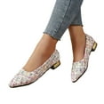 thumbnail image 1 of Pandaie Womens Pointed Toe Flat Ballet Flats Low Block Heel Dress Shoes Comfortable Cushioned Insole Slip on Work Office Wedding Party Casual Footwear, 1 of 9
