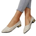 thumbnail image 1 of Pandaie Womens Pointed Toe Flat Ballet Flats Low Block Heel Dress Shoes Comfortable Cushioned Insole Slip on Work Office Wedding Party Casual Footwear, 1 of 8