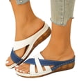 thumbnail image 1 of Pandaie Womens Slides Sandals with Plantar Fasciitis Arch Support Fashion Leather Comfortable Orthopedic Wedge Walking Shoes Blue Size 9, 1 of 8