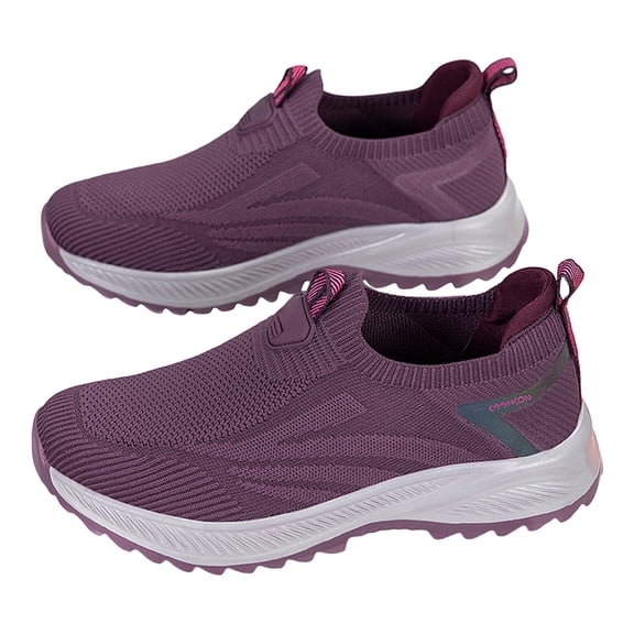 Pandaie Womens Slip on Walking Shoes Comfort Lightweight Breathable Sock Shoe Mesh Casual Fashion Tennis Running Sneakers Wine 7.5