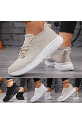 Womens Slip on Walking Shoes Comfortable Mesh Breathable Tennis Running Sneakers Workout Athletic Lightweight Casual Sport Shoes Beige,6