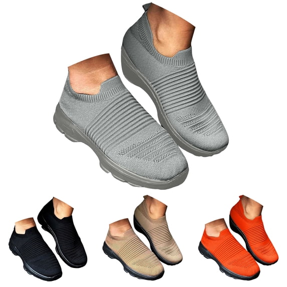 Pandaie Womens Slip on Walking Shoes Mesh Running Athletic Sports Sneakers Lightweight Breathable Workout Casual Shoes with Arch Support Black 6