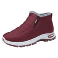 thumbnail image 1 of Pandaie Womens Snow Boots Slip on Winter Ankle Boots Waterproof Faux Fleece Lined Outdoor Walking Shoes Red 6.5, 1 of 8