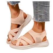 Pandaie Womens Walking Hiking Sandals Comfortable Arch Support Orthopedic Summer Shoes Mesh Breathable Open Toe Sneakers for Plantar Fasciitis Pink 8