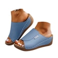 thumbnail image 1 of Pandaie Womens Wedge Sandals Shoes Orthopedic Comfortable Summer Beach Dressy Slippers Arch Support Casual Platform Slides Light Blue Size 6.5, 1 of 8