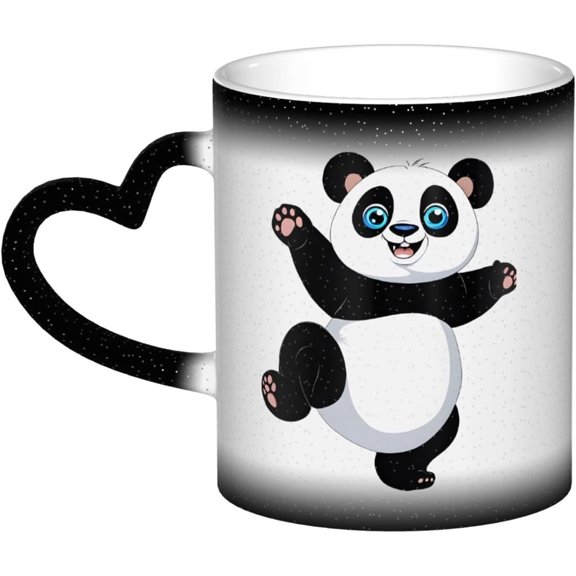(Pandas) 11 Oz Color Changing Mug, Heat Sensitive Mug, Color Changing Coffee Cup, Funny Print Mug, Novelty Gift for Holiday and Birthday