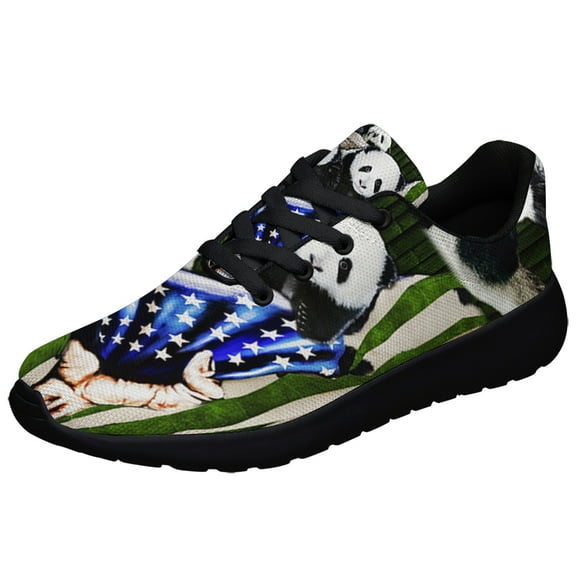 Pandas American flag Shoes Sneakers for Women Men Black Size 13