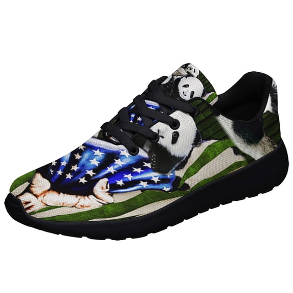 Pandas American flag Shoes Sneakers for Women Men Black Size 9.5