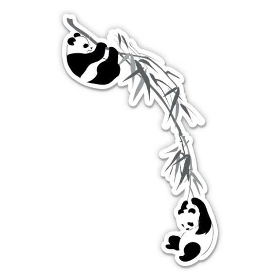 Pandas Bamboo - 12" Vinyl Sticker Waterproof Decal