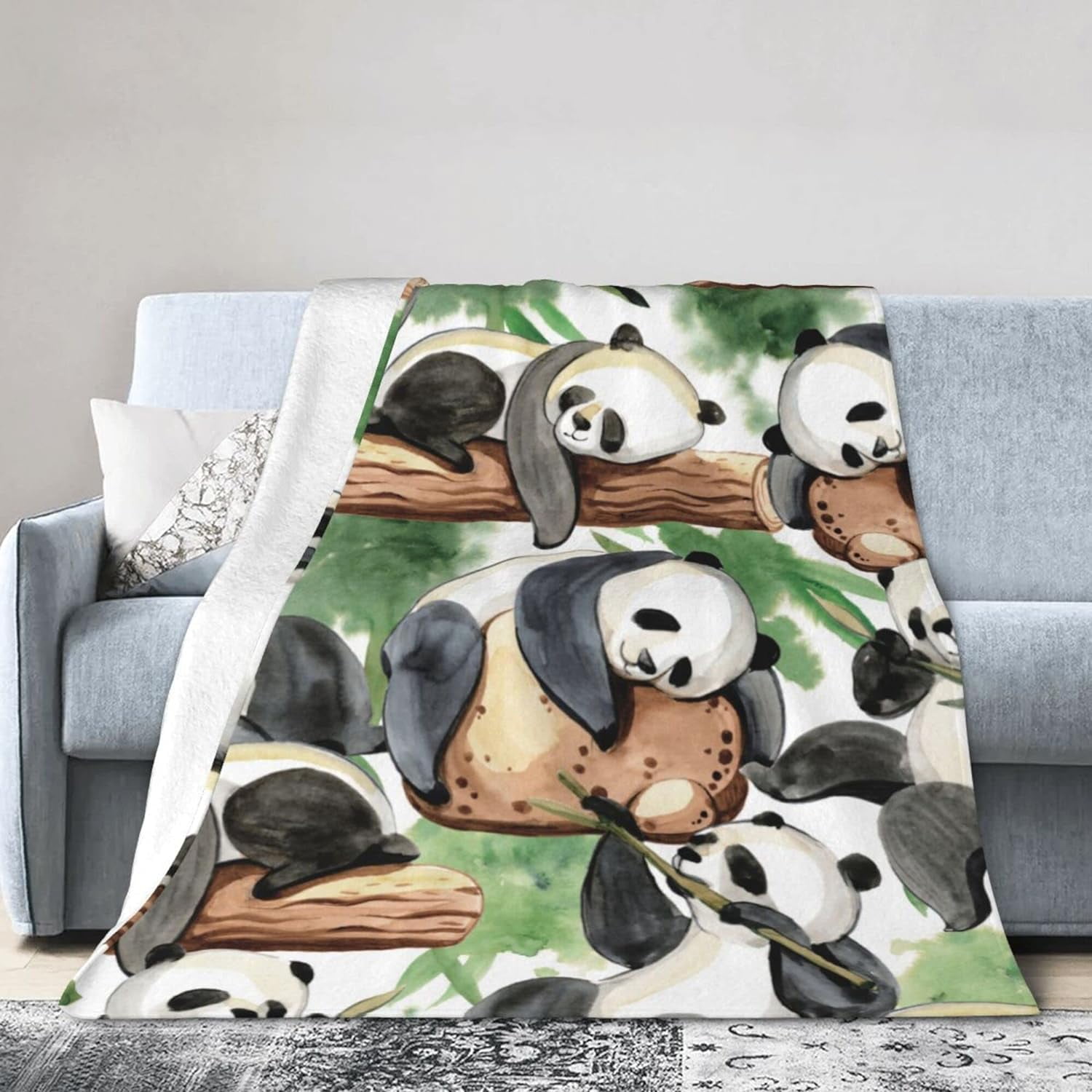 Pandas Bamboo Fleece Blanket Comfort Warmth Soft Cozy Easy Care Bed