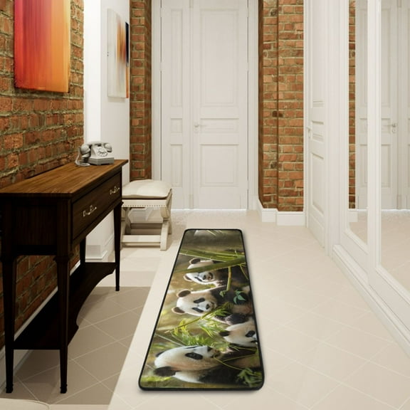 Pandas Bamboo Leaves Sunlight Runner Rug Ares Rug Non-Slip Laundry Rug 7224 inch Soft Washable for Bedroom Bathroom Kitchen Living Room