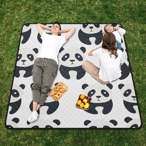 Pandas Beach Blanket Outdoor Picnic Blanket 78"x 78" Waterproof Foldable for Beach Camping Travel Hiking Grass Lawn Park