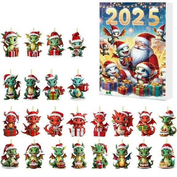 Pandas Christmas Countdown Calendar Gift Box - Interactive Advent Calendar Ornament Family Tradition Holiday Activity Gift Set(E)