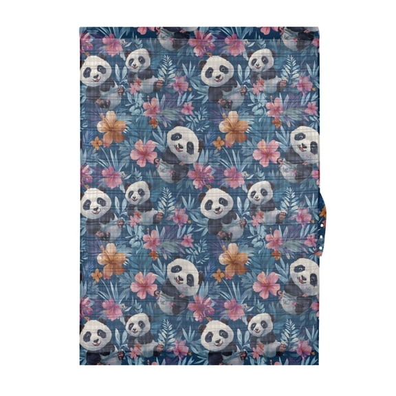 Pandas Frolicking Pattern Door Curtain Sheer Privacy Light Filtering Window Panel 1 Panel 25x40 Inch