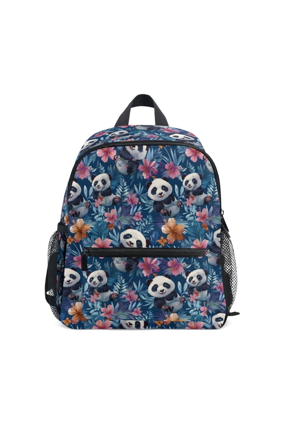 Pandas Frolicking Pattern Mini Backpack Cute Small Backpack with Chest Strap and Whistle Ages 3-8