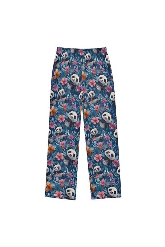 Pandas Frolicking Pattern Pajama Pants Soft Lightweight Lounge Pants Bottoms Sleep Pants Warm Comfy