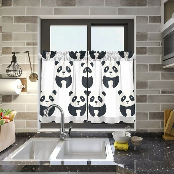 Pandas Kitchen Curtains Half Tier Curtain 2 Rod Pockets Bathroom Bedroom Cupborad Living Room 27"x24"