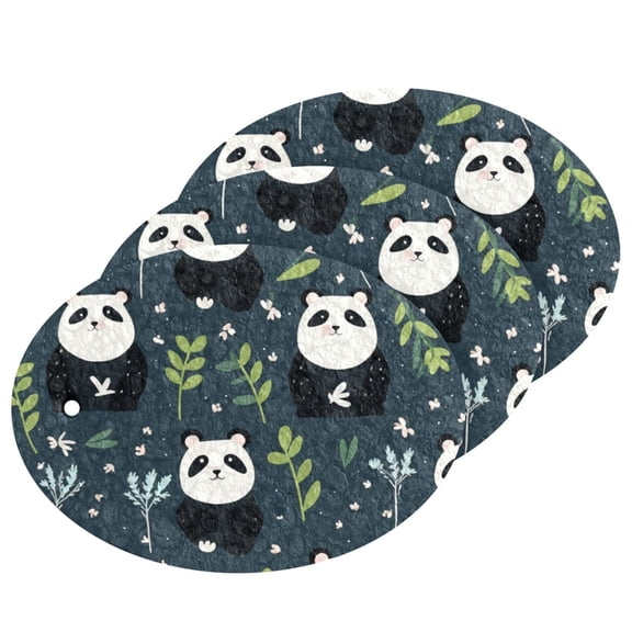Pandas Leaves 3 Pack Dish Sponges Bulk Natural Sponges Compressed Sponges Non-Scratch for Kitchen Cleaning Dishes