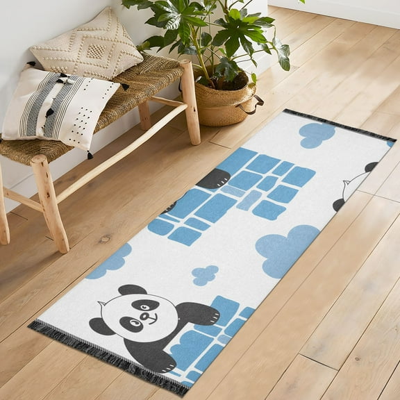 Pandas in Walls Clouds Runner Rug Machine Washable Area Rugs Carpet Non Slip Entryway Mat for Bedroom Entryway Front Door