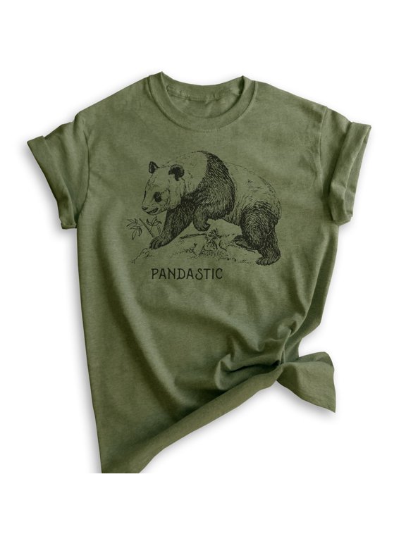 Pandastic Shirt, Unisex Women's Men's Shirt, Panda Bear Shirt, Bear Shirt, Heather Military Green, Large