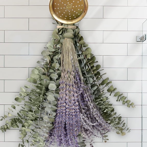 Eucalyptus for Shower, Hanging Dried Eucalyptus,Mixed Dried Lavender and Eucalyptus Bundle for Shower Hanging, Bathroom SPA & Home Dcor (16Pcs Eucalyptus Stems& 40g Dried Lavender