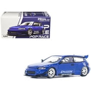 Pandem Civic EG6 RHD Right Hand Drive Blue Metallic 1/64 Diecast Model Car by Pop Race