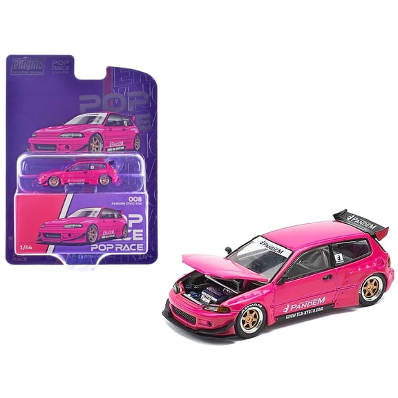 Pandem Civic EG6 RHD (Right Hand Drive) Pink "Enigma Exclusive Edition" 1/64 Die Cast Model Car by Pop Race
