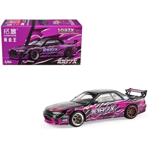 Pandem R32 "Echo Gao - 1087X" Black and Purple 1/64 Diecast Model Car by XCarToys