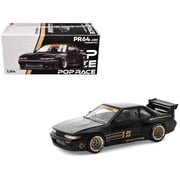 Pandem S13 RHD Right Hand Drive Black with Gold Accents 1/64 Die Cast Model Car by Pop Race