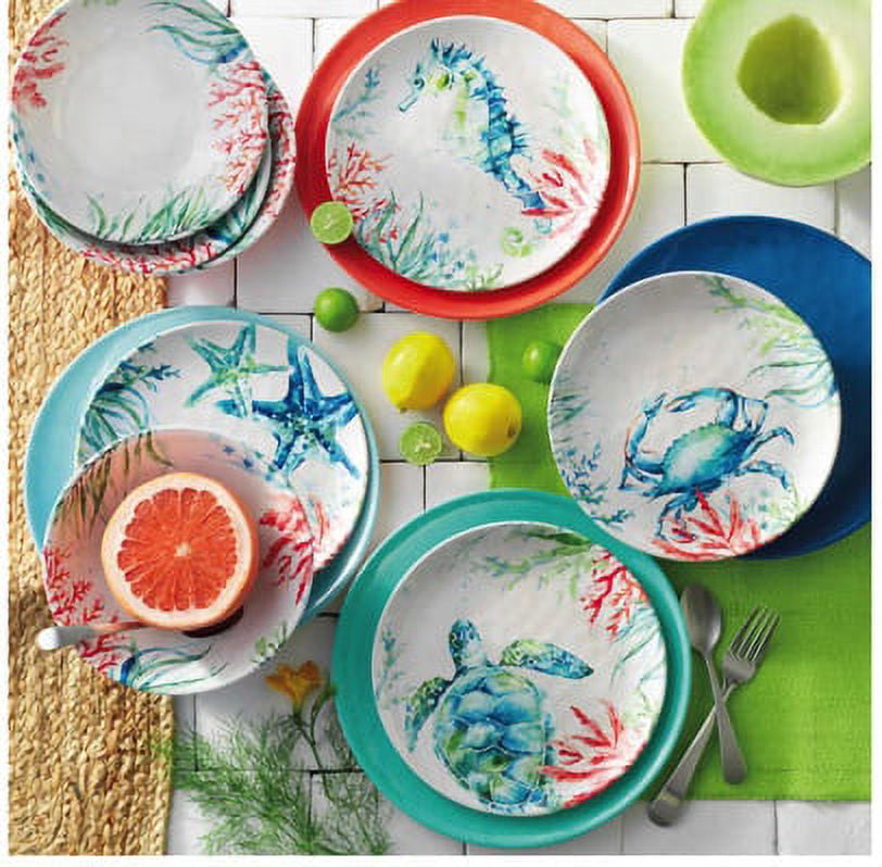 Pandex Sealife 12-piece Heavy Duty Outdoor Melamine Dinner Plates