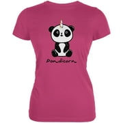 Pandicorn Panda Unicorn Juniors Soft T Shirt Bright Berry LG