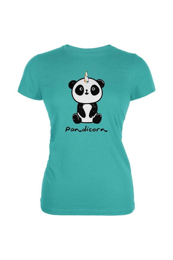 Pandicorn Panda Unicorn Juniors Soft T Shirt Teal SM