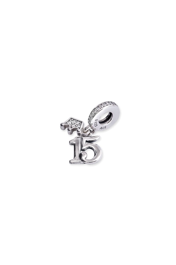 15th Birthday Dangle Charm - Compatible Moments Bracelets - Jewelry for Women - Gift for Women - Made with Sterling Silver & Cubic Zirconia