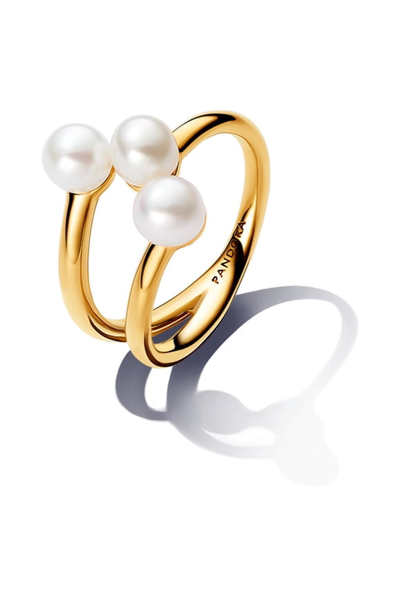 Treated Freshwater Cultured Pearl Open Ring 14k gold plating