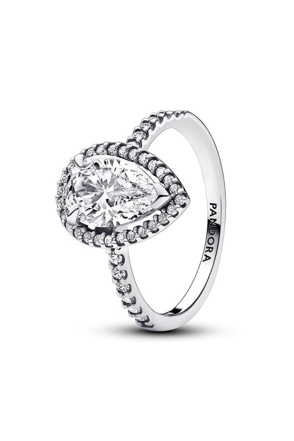 Sparkling Pear Halo Ring