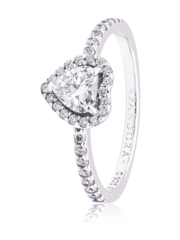 #198421C01-60 Elevated Heart Ring with Clear CZ Size 9