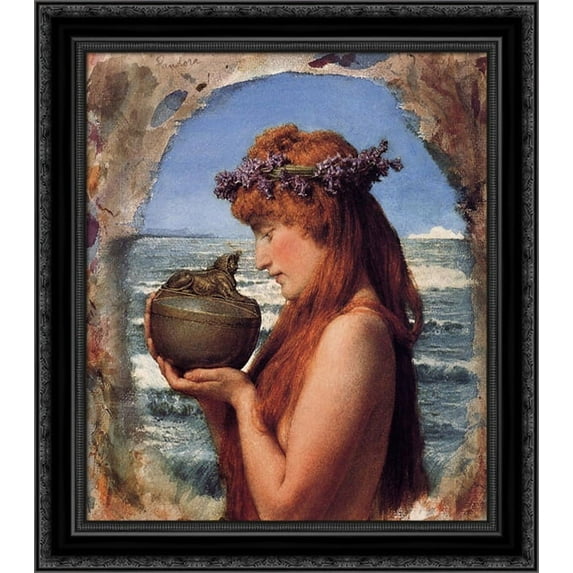 Pandora 20x20 Black Ornate Wood Framed Canvas Art by Alma Tadema, Sir Lawrence